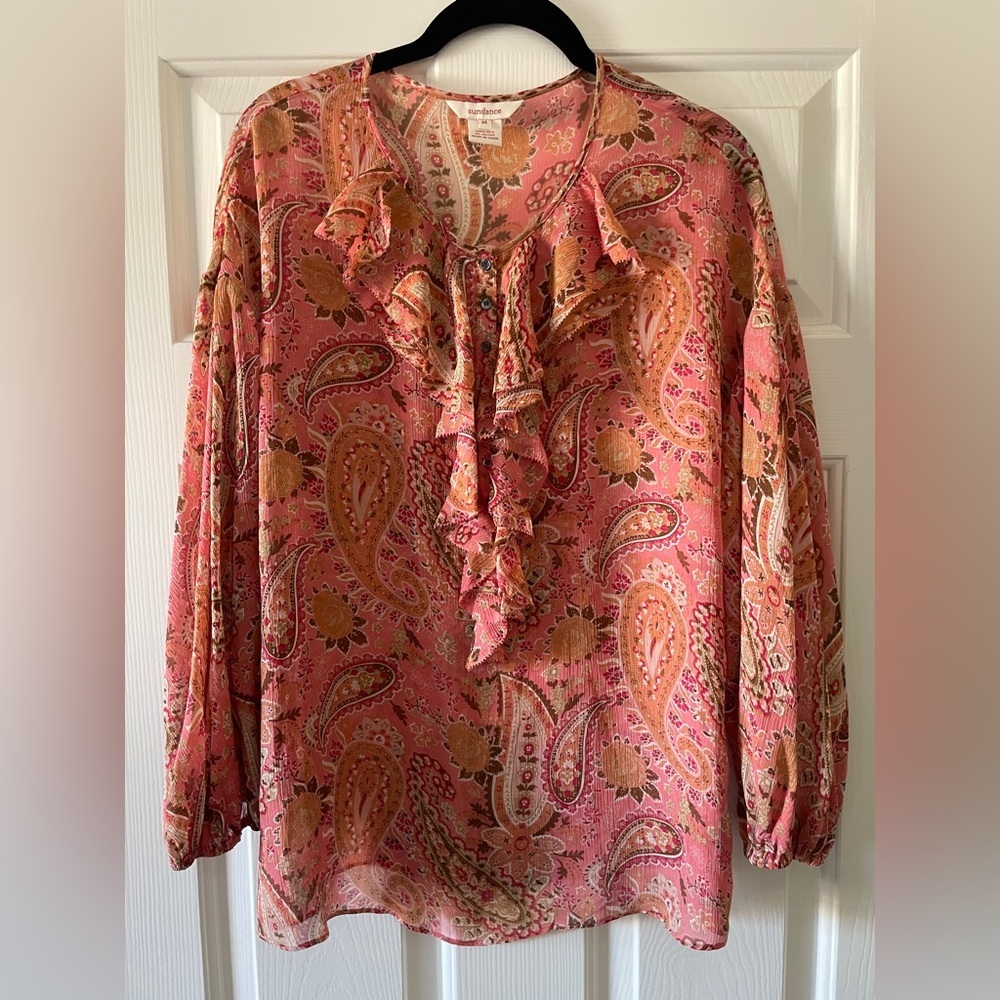 Sundance Paisley Blouse - Pink and Orange